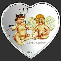 реверс 5 Dollari 2007 "Сердце ангел  и дьявол"