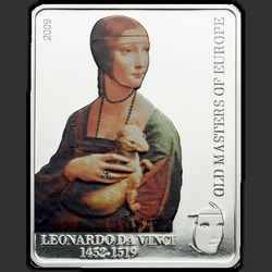 реверс 5 dollar 2009 "Леонардо да Винчи Дама с горностаем"