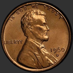 аверс 1¢ (penny) 1960 "D Małe Data"