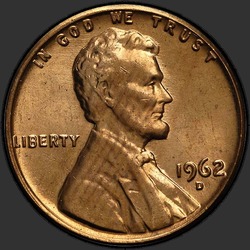аверс 1¢ (penny) 1962 "الولايات المتحدة الأمريكية - 1 سنت / 1962 - D"
