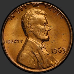аверс 1¢ (penny) 1963 "USA  -  1セント/ 1963  -  P"
