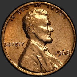 аверс 1¢ (penny) 1968 "الولايات المتحدة الأمريكية - 1 سنت / 1968 - P"