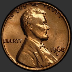 аверс 1¢ (penny) 1968 "EUA - 1 Cent / 1968 - D"