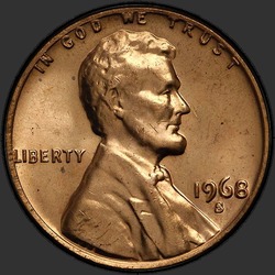 аверс 1¢ (penny) 1968 "الولايات المتحدة الأمريكية - 1 سنت / 1968 - S"