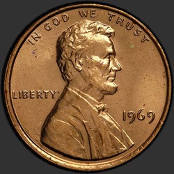 аверс 1¢ (penny) 1969 "USA - 1 Cent / 1969 - P"