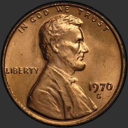 аверс 1¢ (penny) 1970 "EUA - 1 Cent / 1970 - { "_": "S Lg"}"