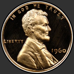 аверс 1¢ (penny) 1960 "Dôkaz Small Dátum"