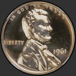 аверс 1¢ (penny) 1961 "USA - 1 Cent / 1961 - Dowód"