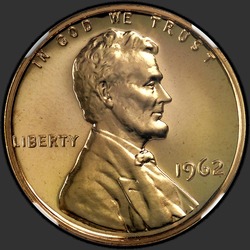 аверс 1¢ (penny) 1962 "EUA - 1 Cent / 1962 - Prova"