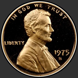аверс 1¢ (penny) 1975 "USA - 1 Cent / 1975 - S Proof"
