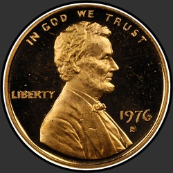 аверс 1¢ (penny) 1976 "USA - 1 Cent / 1976 - S Důkaz"