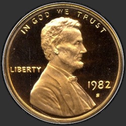 аверс 1¢ (penny) 1982 "EUA - 1 Cent / 1982 - S Proof"