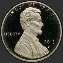 аверс 1¢ (penny) 2013 "ABD - 1 Cent / 2013 - S"
