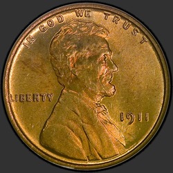 аверс 1¢ (penny) 1911 "USA - 1 Cent / 1911 - Lincoln Cents, Wheat Reverse 1911"