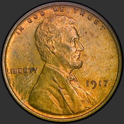 аверс 1¢ (penny) 1917 "ამერიკის შეერთებული შტატები - 1 Cent / 1917 - P"