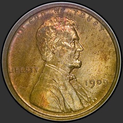 аверс 1¢ (penny) 1909 "EUA - 1 Cent / 1909 - VDB PFBN"