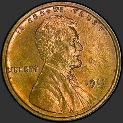 аверс 1¢ (пенни) 1911 "США - 1 Cent / 1911 - Доказ"