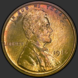 аверс 1¢ (penny) 1916 "USA - 1 Cent / 1916 - Prova"