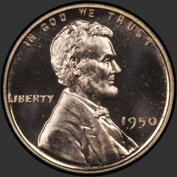аверс 1¢ (penny) 1950 "USA - 1 Cent / 1950 - Dowód"