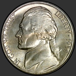 аверс 5¢ (никель) 1938 "США - 5 Cents / 1938 - S"
