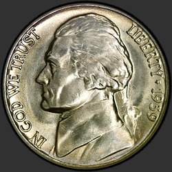 аверс 5¢ (никель) 1939 "USA - 5 Cents / 1939 - Jefferson Five Cent 1939"