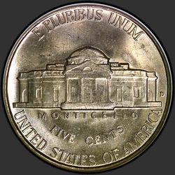 реверс 5¢ (nickel) 1939 "USA  -  5セント/ 1939  -  D"