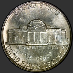 реверс 5¢ (nickel) 1939 "EUA - 5 cêntimos / 1939 - S"