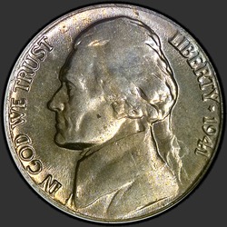 аверс 5¢ (nickel) 1941 "USA  -  5セント/ 1941  -  P"