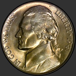 аверс 5¢ (nickel) 1941 "الولايات المتحدة الأمريكية - 5 سنت / 1941 - D"