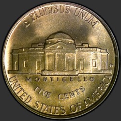 реверс 5¢ (nickel) 1941 "EUA - 5 cêntimos / 1941 - D"