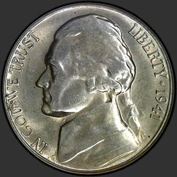 аверс 5¢ (никель) 1941 "USA - 5 Cents / 1941 - S"