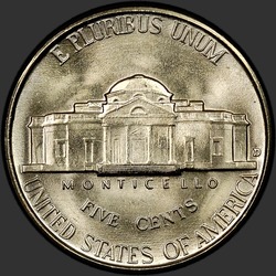 реверс 5¢ (nickel) 1942 "EUA - 5 cêntimos / 1942 - D"