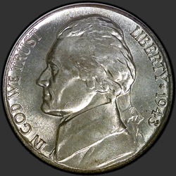 аверс 5¢ (nickel) 1943 "USA - 5 Cents / 1943 - { "_": "Dbl Oog"}"