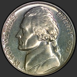 аверс 5¢ (nickel) 1941 "EUA - 5 cêntimos / 1941 - Prova"