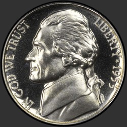аверс 5¢ (nickel) 1953 "الولايات المتحدة الأمريكية - 5 سنت / 1953 - إثبات"