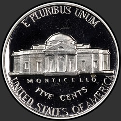 реверс 5¢ (nickel) 1969 "USA - 5 centů / 1969 - S Důkaz"