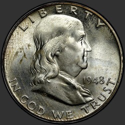 аверс 50¢ (халф) 1948 "USA - 50 Cents (Half Dollar) / 1948 - Franklin Half Dollar 1948"