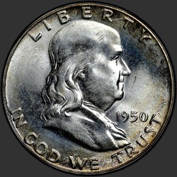 аверс 50¢ (халф) 1950 "USA - 50 Cents (Half Dollar) / 1950 - Franklin Half Dollar 1950"