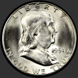 аверс 50¢ (half) 1951 "संयुक्त राज्य अमरीका - 50 सेंट (आधा डॉलर) / 1951 - एस"