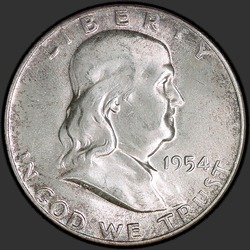аверс 50¢ (half) 1954 "EUA - 50 Cents (meio dólar) / 1954 - P"