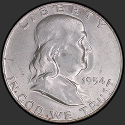 аверс 50¢ (half) 1954 "EUA - 50 Cents (meio dólar) / 1954 - D"