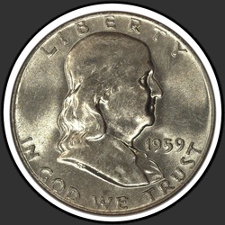 аверс 50¢ (half) 1959 "EUA - 50 Cents (meio dólar) / 1959 - P"