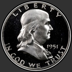 аверс 50¢ (half) 1951 "الولايات المتحدة الأمريكية - 50 سنتا (نصف الدولار) / 1951 - برهان"