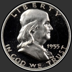 аверс 50¢ (half) 1955 "الولايات المتحدة الأمريكية - 50 سنتا (نصف الدولار) / 1955 - إثبات"