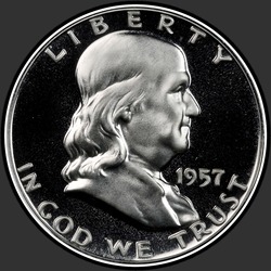 аверс 50¢ (half) 1957 "الولايات المتحدة الأمريكية - 50 سنتا (نصف الدولار) / 1957 - إثبات"