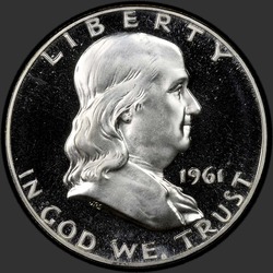 аверс 50¢ (half) 1961 "संयुक्त राज्य अमरीका - 50 सेंट (आधा डॉलर) / 1961 - सबूत"