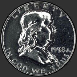 аверс 50¢ (half) 1958 "संयुक्त राज्य अमरीका - 50 सेंट (आधा डॉलर) / 1958 - सबूत"
