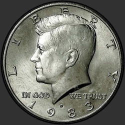 аверс 50¢ (half) 1983 "الولايات المتحدة الأمريكية - 50 سنتا (نصف الدولار) / 1983 - D"