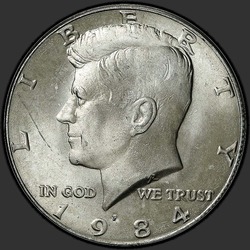аверс 50¢ (half) 1984 "الولايات المتحدة الأمريكية - 50 سنتا (نصف الدولار) / 1984 - P"