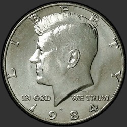 аверс 50¢ (half) 1984 "الولايات المتحدة الأمريكية - 50 سنتا (نصف الدولار) / 1984 - D"